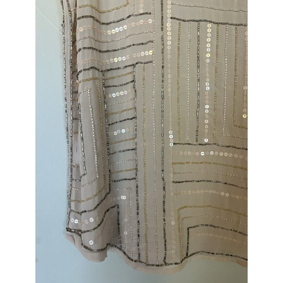 Guess Beaded Sequined Chiffon Tank Camisole Pale Pink, XS - Picture 7 of 11